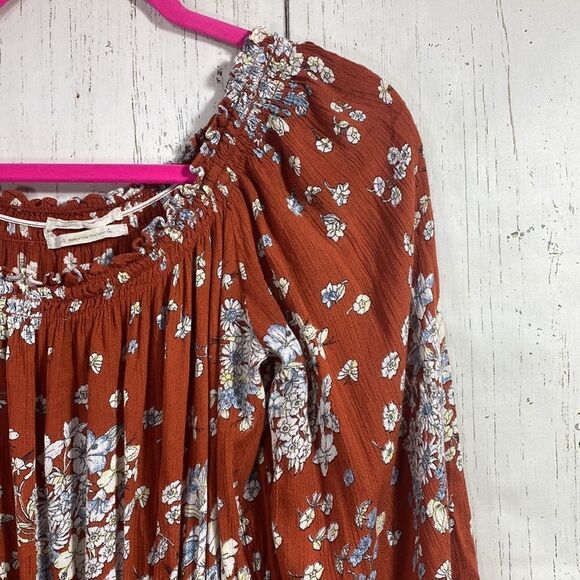 Urban Outfitters Floral Boho Cottagecore Mini Dress Off Shoulder Smocked Size L - Picture 4 of 15